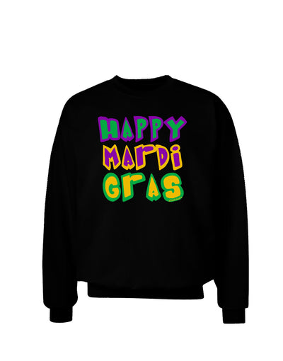 Happy Mardi Gras Text 2 Adult Dark Sweatshirt-Sweatshirts-TooLoud-Black-Small-Davson Sales