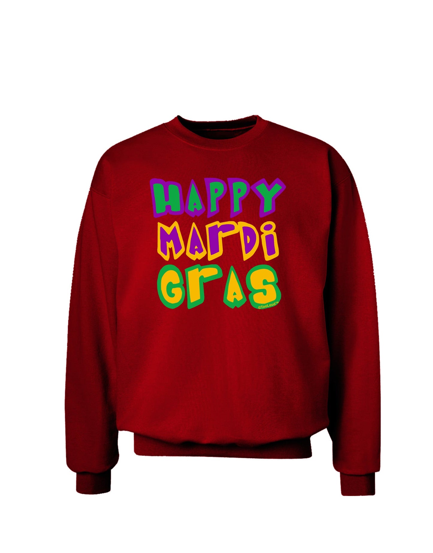 Happy Mardi Gras Text 2 Adult Dark Sweatshirt-Sweatshirts-TooLoud-Deep-Red-Small-Davson Sales