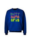 Happy Mardi Gras Text 2 Adult Dark Sweatshirt-Sweatshirts-TooLoud-Deep-Royal-Blue-Small-Davson Sales