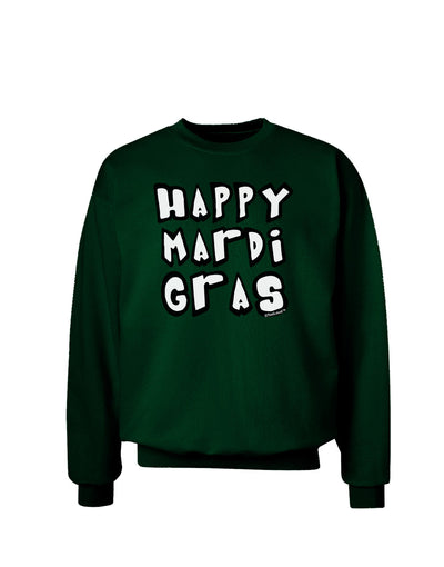 Happy Mardi Gras Text 2 BnW Adult Dark Sweatshirt-Sweatshirts-TooLoud-Deep-Forest-Green-Small-Davson Sales