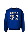 Happy Mardi Gras Text 2 BnW Adult Dark Sweatshirt-Sweatshirts-TooLoud-Deep-Royal-Blue-Small-Davson Sales