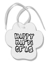 Happy Mardi Gras Text 2 BnW Paw Print Shaped Ornament-Ornament-TooLoud-White-Davson Sales