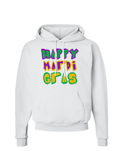 Happy Mardi Gras Text 2 Hoodie Sweatshirt-Hoodie-TooLoud-White-Small-Davson Sales