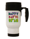 Happy Mardi Gras Text 2 Stainless Steel 14oz Travel Mug-Travel Mugs-TooLoud-White-Davson Sales