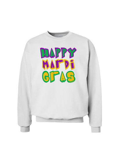 Happy Mardi Gras Text 2 Sweatshirt-Sweatshirts-TooLoud-White-Small-Davson Sales