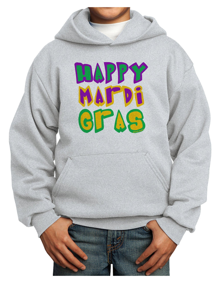 Happy Mardi Gras Text 2 Youth Hoodie Pullover Sweatshirt-Youth Hoodie-TooLoud-White-XS-Davson Sales