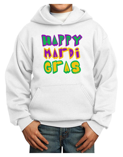 Happy Mardi Gras Text 2 Youth Hoodie Pullover Sweatshirt-Youth Hoodie-TooLoud-White-XS-Davson Sales