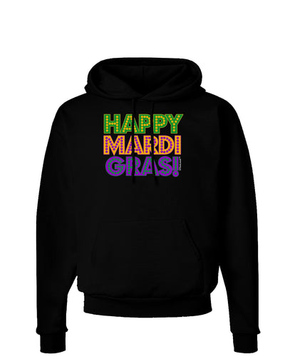 Happy Mardi Gras Text Dark Hoodie Sweatshirt by TooLoud-Hoodie-TooLoud-Black-Small-Davson Sales