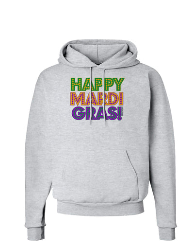 Happy Mardi Gras Text Hoodie Sweatshirt by TooLoud-Hoodie-TooLoud-AshGray-Small-Davson Sales