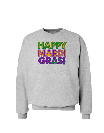 Happy Mardi Gras Text Sweatshirt by TooLoud-Sweatshirts-TooLoud-AshGray-Small-Davson Sales