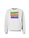 Happy Mardi Gras Text Sweatshirt by TooLoud-Sweatshirts-TooLoud-White-Small-Davson Sales