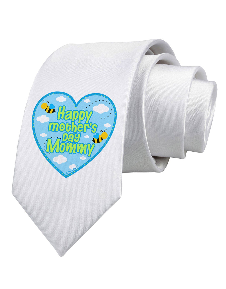 Happy Mother's Day Mommy - Blue Printed White Necktie by TooLoud