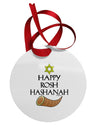Happy Rosh Hashanah Circular Metal Ornament-Ornament-TooLoud-White-Davson Sales