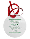 Happy St Patricks Day Clovers Circular Metal Ornament-Ornament-TooLoud-White-Davson Sales