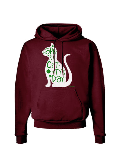 Happy St. Catty's Day - St. Patrick's Day Cat Dark Hoodie Sweatshirt by TooLoud-Hoodie-TooLoud-Maroon-Small-Davson Sales