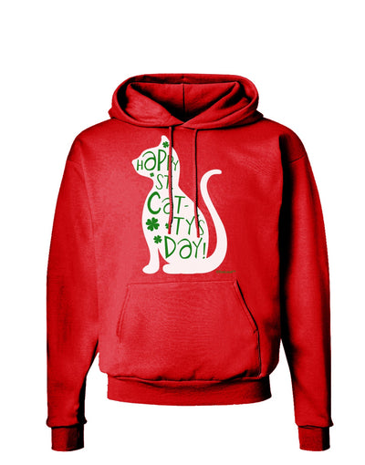 Happy St. Catty's Day - St. Patrick's Day Cat Dark Hoodie Sweatshirt by TooLoud-Hoodie-TooLoud-Red-Small-Davson Sales