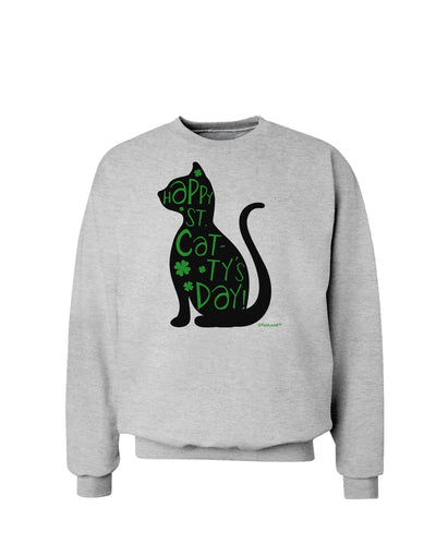 Happy St. Catty's Day - St. Patrick's Day Cat Sweatshirt by TooLoud-Sweatshirts-TooLoud-AshGray-Small-Davson Sales