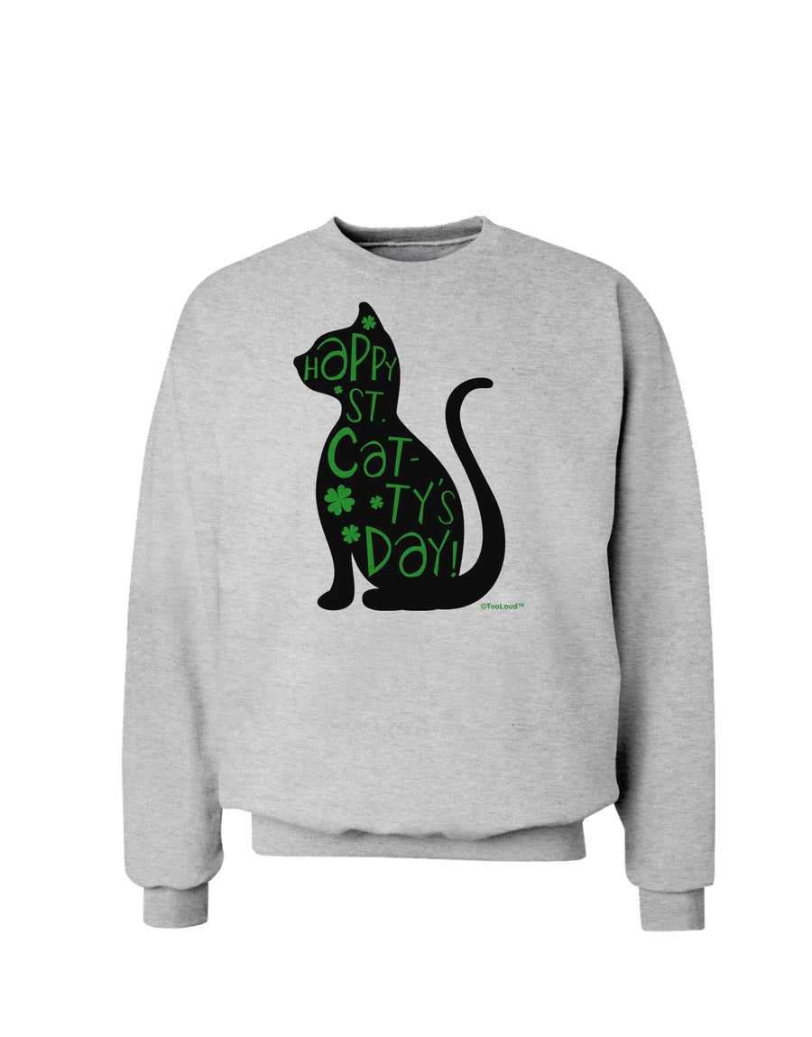 Happy St. Catty's Day - St. Patrick's Day Cat Sweatshirt by TooLoud-Sweatshirts-TooLoud-White-Small-Davson Sales