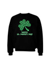 Happy St. Paddy's Day Shamrock Design Adult Dark Sweatshirt by TooLoud-Mens T-Shirt-TooLoud-Black-Small-Davson Sales