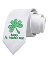 Happy St. Paddy's Day Shamrock Design Printed White Necktie by TooLoud