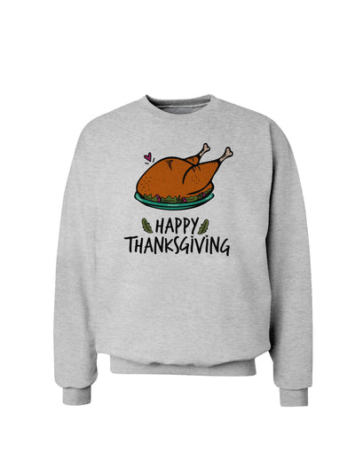 Happy Thanksgiving Sweatshirt-Sweatshirts-TooLoud-AshGray-Small-Davson Sales