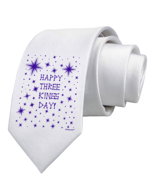 Happy Three Kings Day - Shining Stars Printed White Necktie by TooLoud