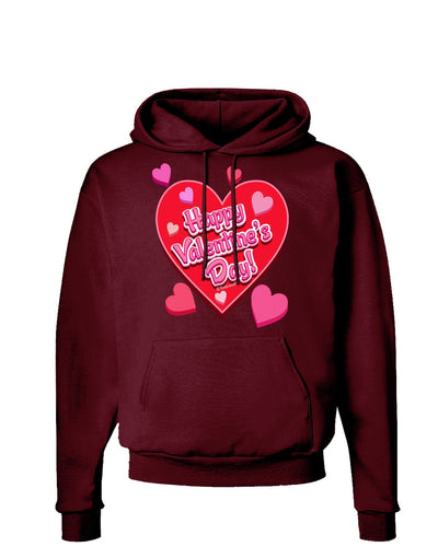 Happy Valentine's Day Romantic Hearts Dark Hoodie Sweatshirt-Hoodie-TooLoud-Maroon-Small-Davson Sales