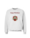 Happy Wholidays Winter Owl With Earmuffs Sweatshirt-Sweatshirts-TooLoud-White-Small-Davson Sales