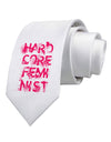 Hardcore Feminist - Pink Printed White Necktie