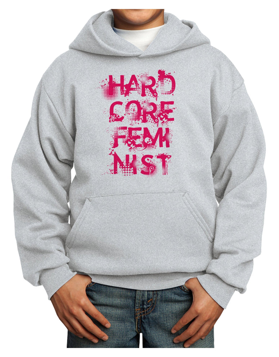 Hardcore Feminist - Pink Youth Hoodie Pullover Sweatshirt-Youth Hoodie-TooLoud-White-XS-Davson Sales