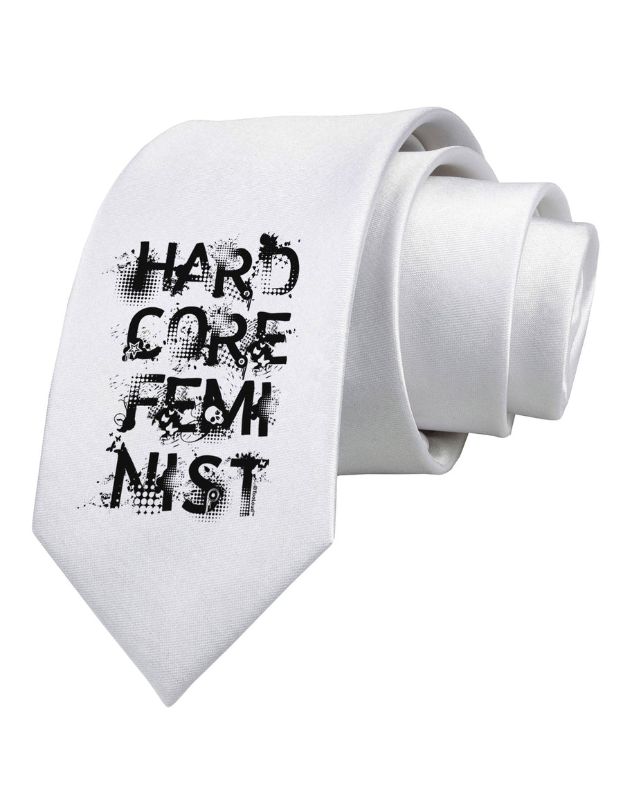 Hardcore Feminist Printed White Necktie