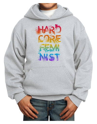 Hardcore Feminist - Rainbow Youth Hoodie Pullover Sweatshirt-Youth Hoodie-TooLoud-Ash-XS-Davson Sales