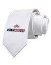 Hashtag 4th Of July Printed White Necktie