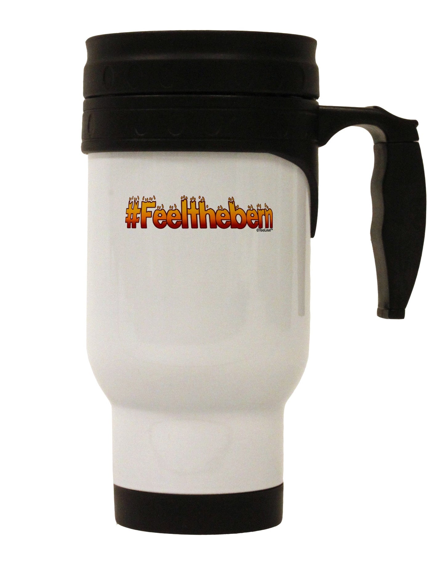 Hashtag Feelthebern Stainless Steel 14oz Travel Mug-Travel Mugs-TooLoud-White-Davson Sales