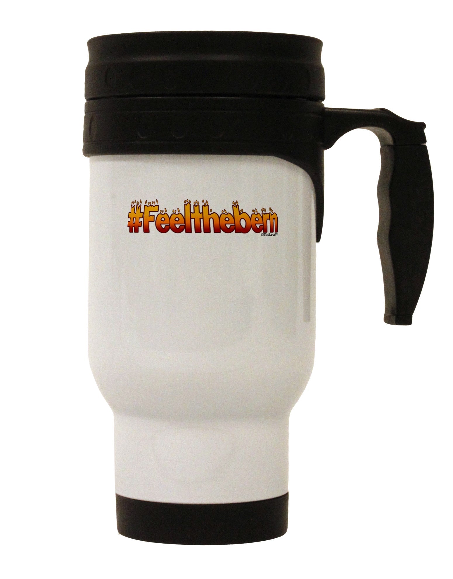Hashtag Feelthebern Stainless Steel 14oz Travel Mug-Travel Mugs-TooLoud-White-Davson Sales