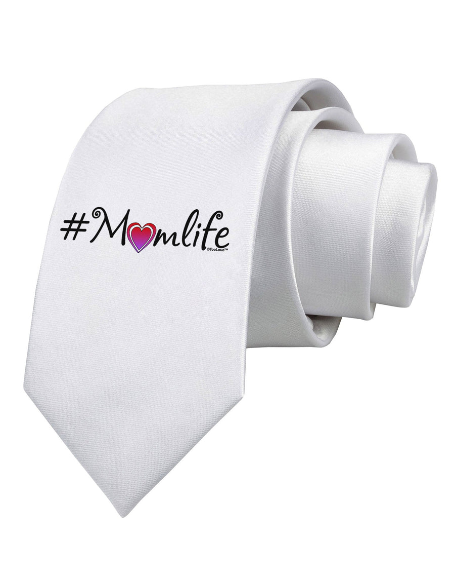 Hashtag Momlife Printed White Necktie