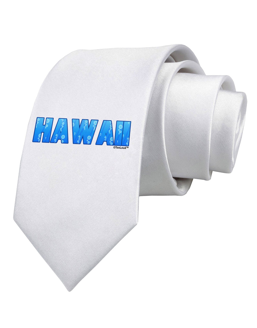 Hawaii Ocean Bubbles Printed White Necktie by TooLoud