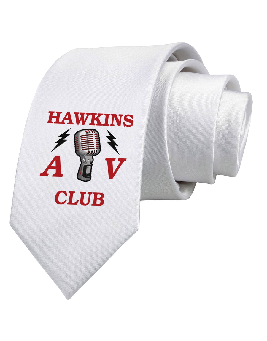 Hawkins AV Club Printed White Necktie by TooLoud