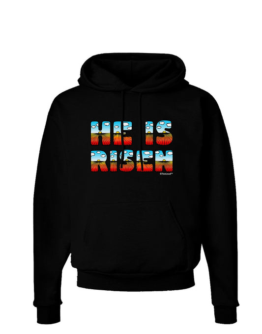 He Is Risen - Easter - Sunrise Letters Dark Hoodie Sweatshirt-Hoodie-TooLoud-Black-Small-Davson Sales