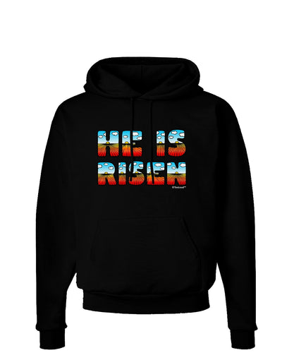 He Is Risen - Easter - Sunrise Letters Dark Hoodie Sweatshirt-Hoodie-TooLoud-Black-Small-Davson Sales