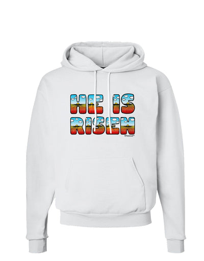 He Is Risen - Easter - Sunrise Letters Hoodie Sweatshirt-Hoodie-TooLoud-White-Small-Davson Sales