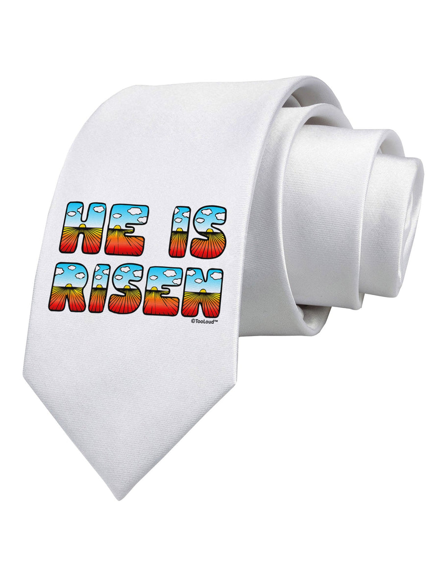 He Is Risen - Easter - Sunrise Letters Printed White Necktie