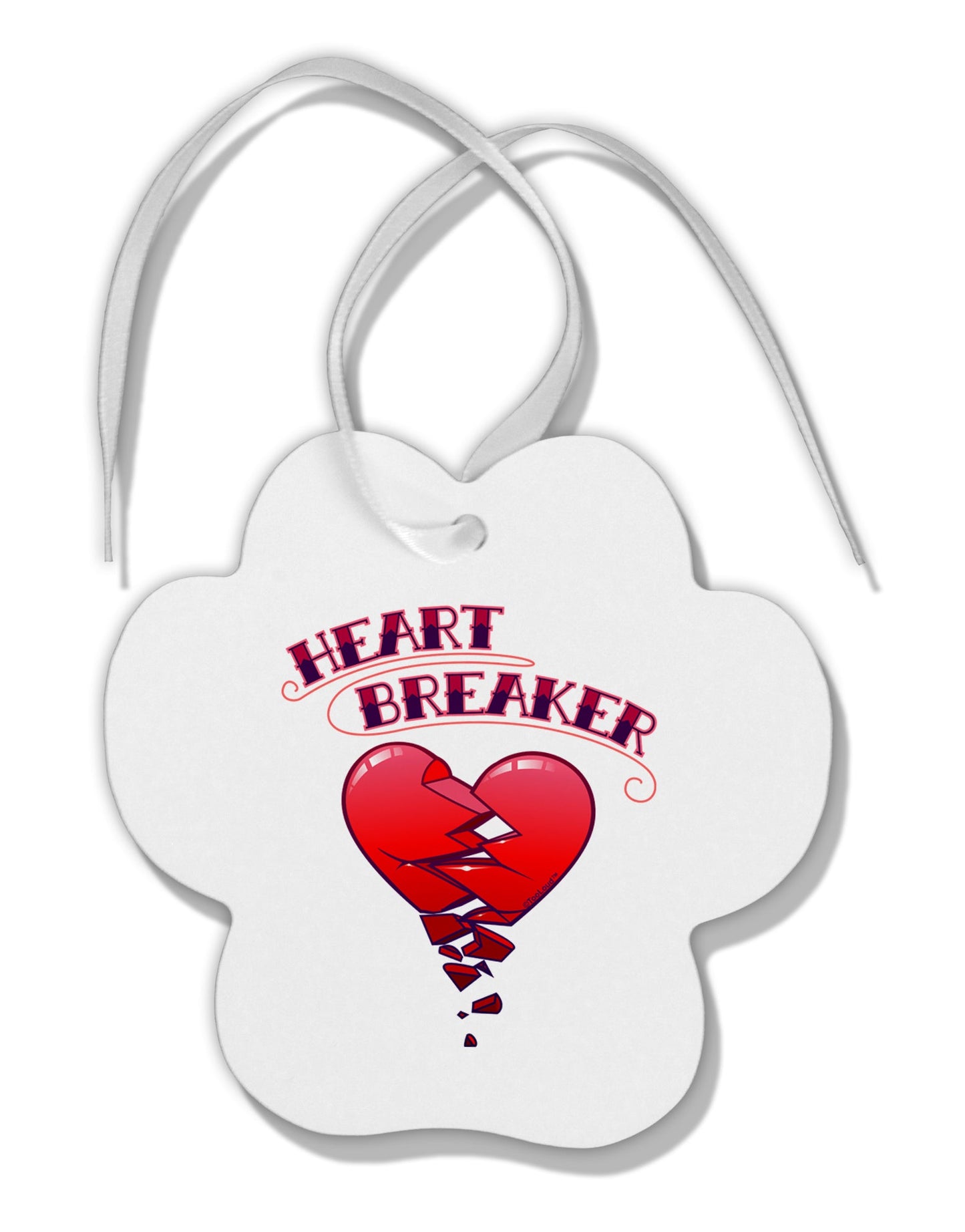 Heart Breaker Cute Paw Print Shaped Ornament by TooLoud-TooLoud-White-Davson Sales