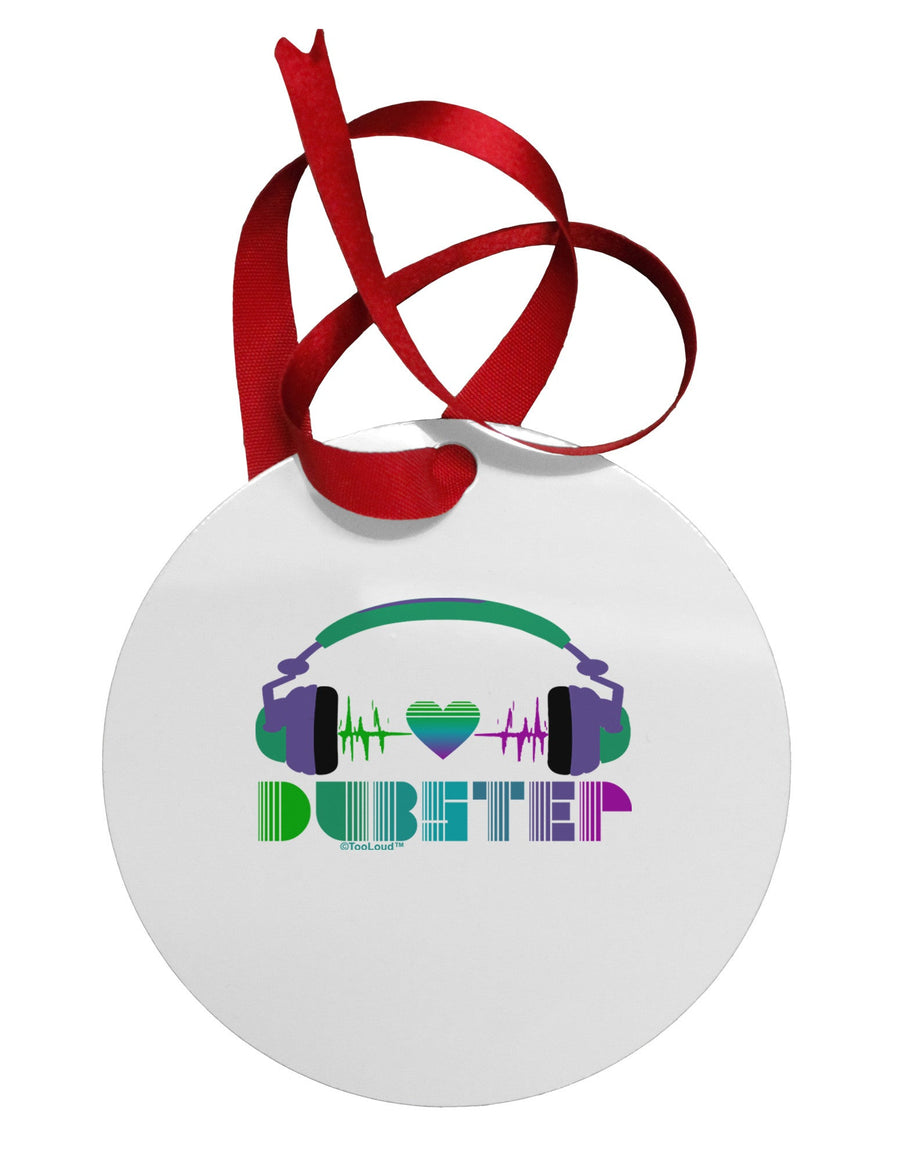 Heart Dubstep Circular Metal Ornament-Ornament-TooLoud-White-Davson Sales