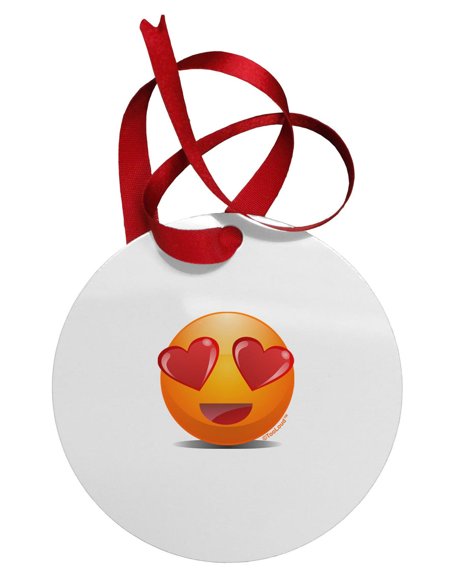 Heart Eye Emoji Circular Metal Ornament-Ornament-TooLoud-White-Davson Sales