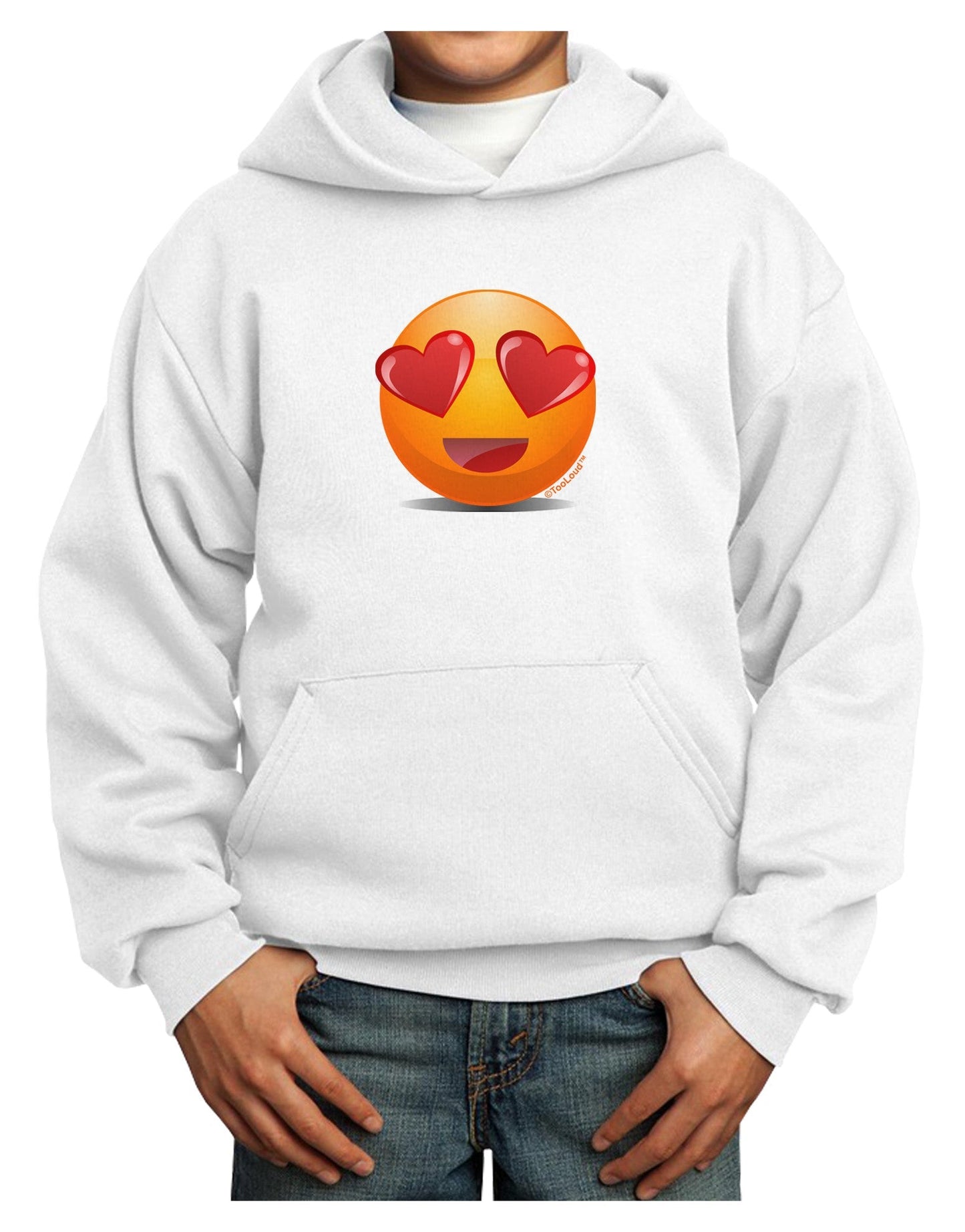 Heart Eye Emoji Youth Hoodie Pullover Sweatshirt-Youth Hoodie-TooLoud-White-XS-Davson Sales