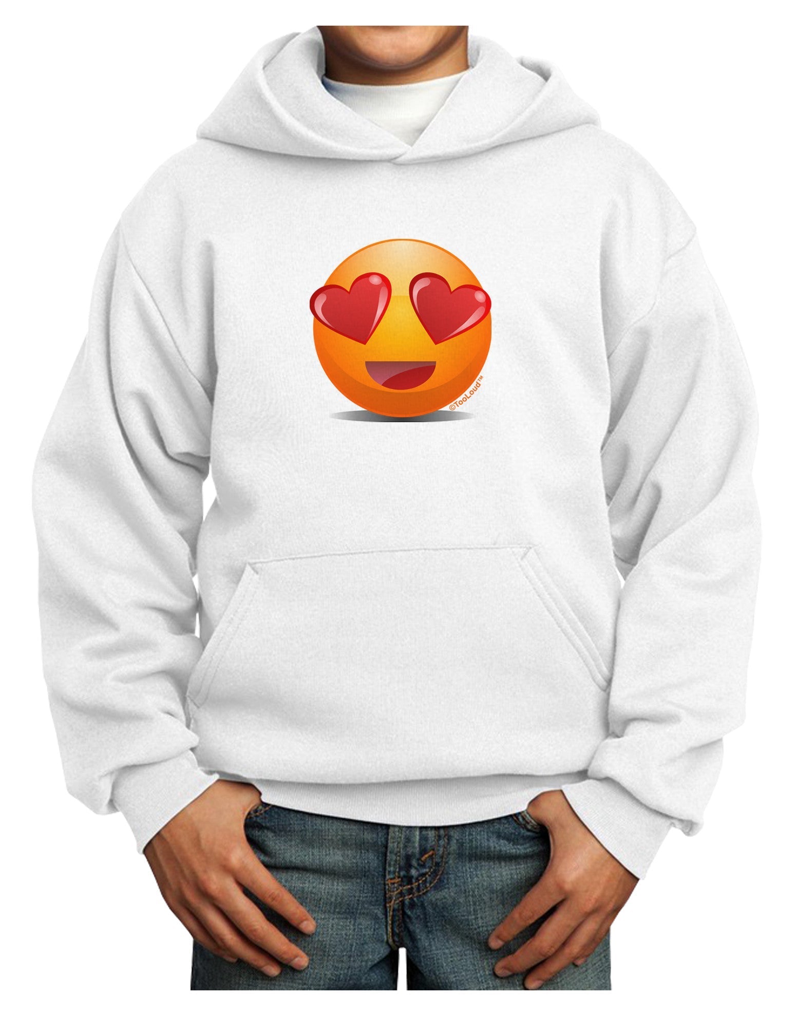 Heart Eye Emoji Youth Hoodie Pullover Sweatshirt-Youth Hoodie-TooLoud-White-XS-Davson Sales