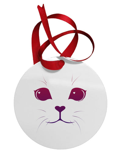 Heart Kitten Circular Metal Ornament by TooLoud-Ornament-TooLoud-White-Davson Sales