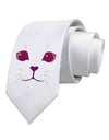 Heart Kitten Printed White Necktie by