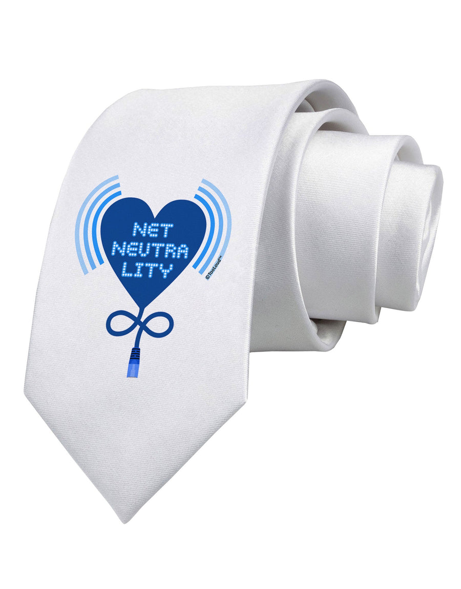 Heart Net Neutrality Printed White Necktie